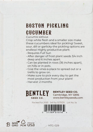 For the Garden | Seed Packets Cucumber-Boston Pickling 1887