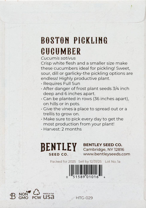For the Garden | Seed Packets Cucumber-Boston Pickling 1887