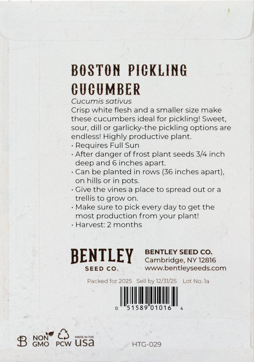 For the Garden | Seed Packets Cucumber-Boston Pickling 1887