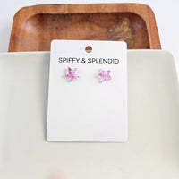 Star Studs - Pink Glitter // 4th of July Earrings Patriotic