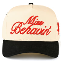 MISS BEHAVIN Letter Embroidered Trucker Cap