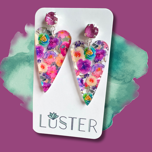 Spring Heart Acrylic Floral Drop Lightweight Unique