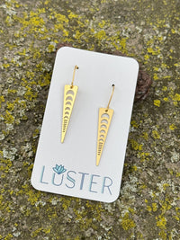 Brass Dangle Moon Phase Celestial Unique Statement Earrings