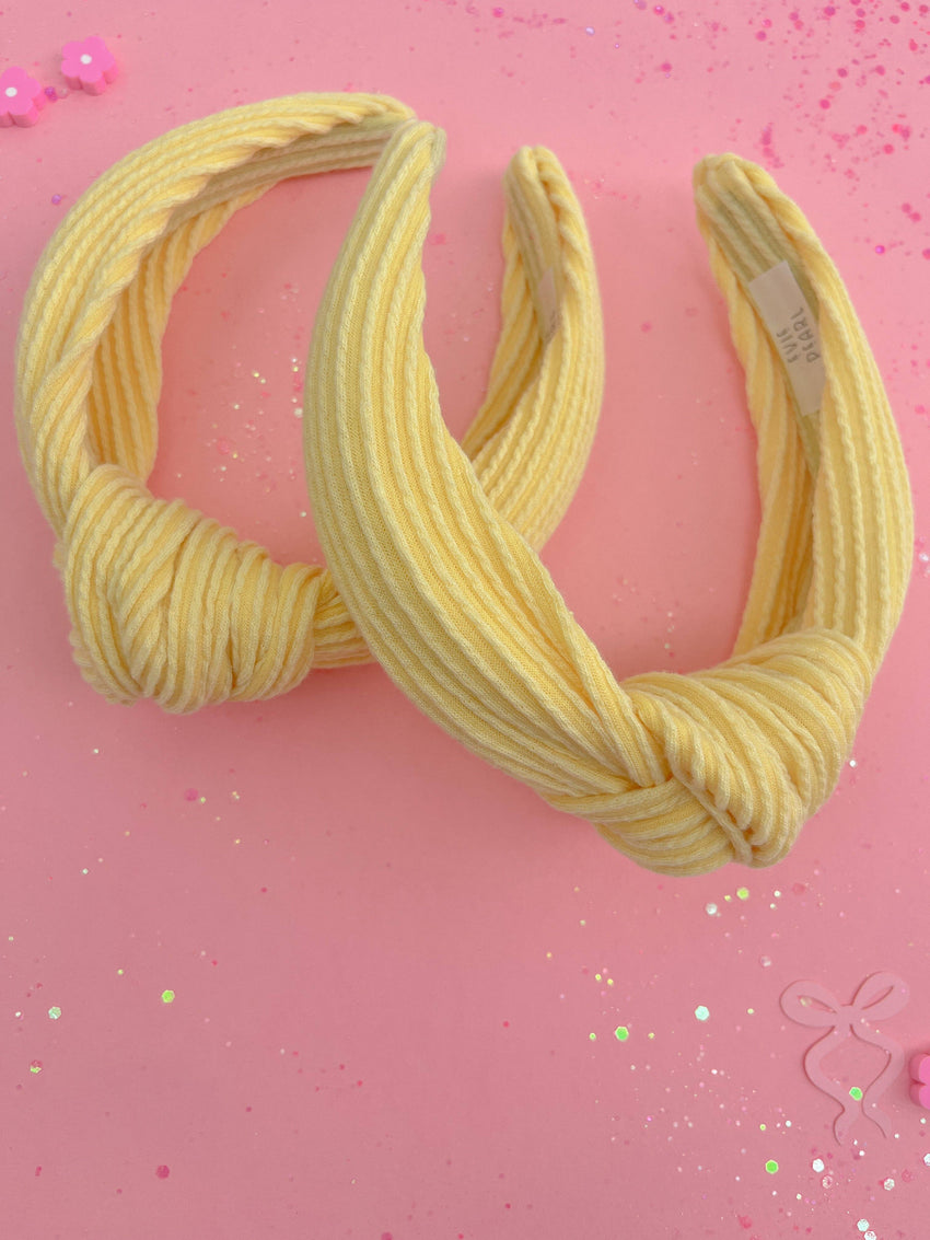 Butter Yellow Ribbed Knotted Headband