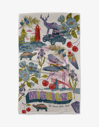Greetings From Michigan Tea Towel