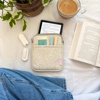 Dainty Sage Floral Kindle Sleeve - E-reader Zippered Sleeve