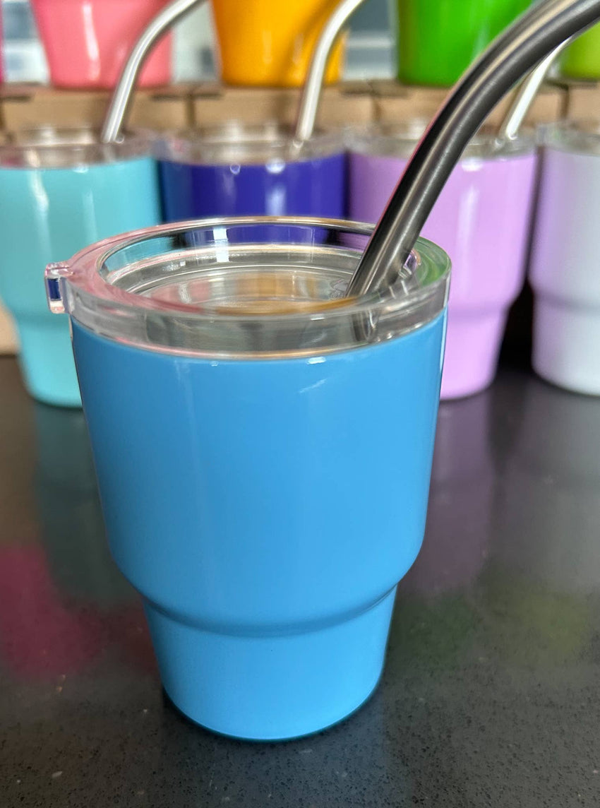 Tumbler Shot Glass with Metal Straw and Lid