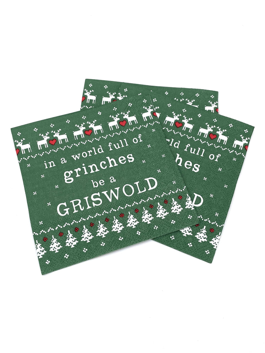 Funny Christmas Cocktail Napkins | In A World Full of Grinches, Be a Griswold - 20ct