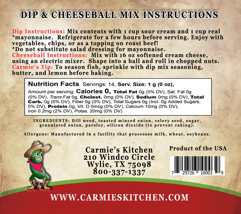 Dilliest Dill Dip Mix - Easy Veggie Dip Mix for Tailgates, events and more!