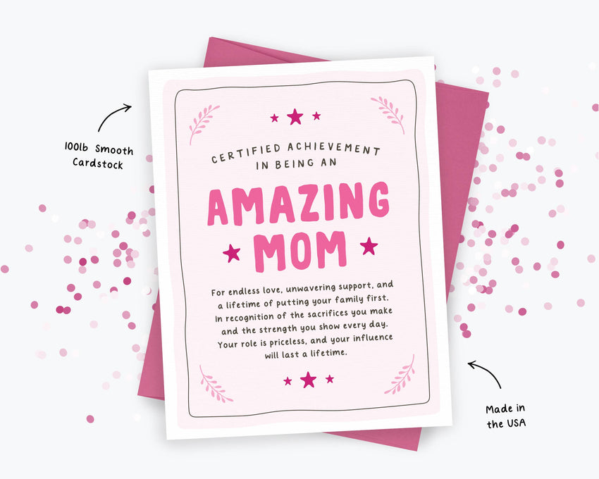 Amazing Mom Mother's Day Card, Amazing Mom, Award, Certificate Card