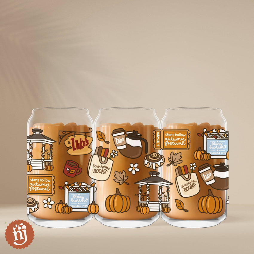 Autumn in Stars Hollow Glass Can Tumbler