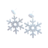 Snowflake Earrings - Silver Glitter // Christmas, Holiday