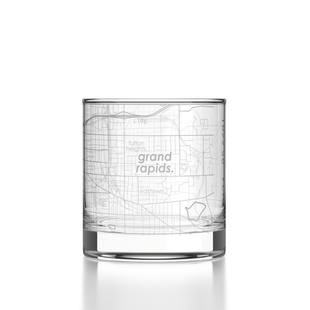 Grand Rapids MI Map Rocks Whiskey Glass