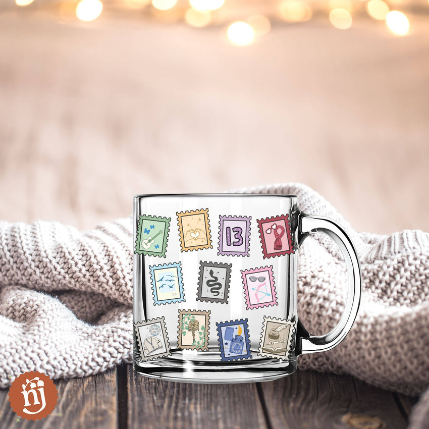 Eras as Stamps Glass Mug