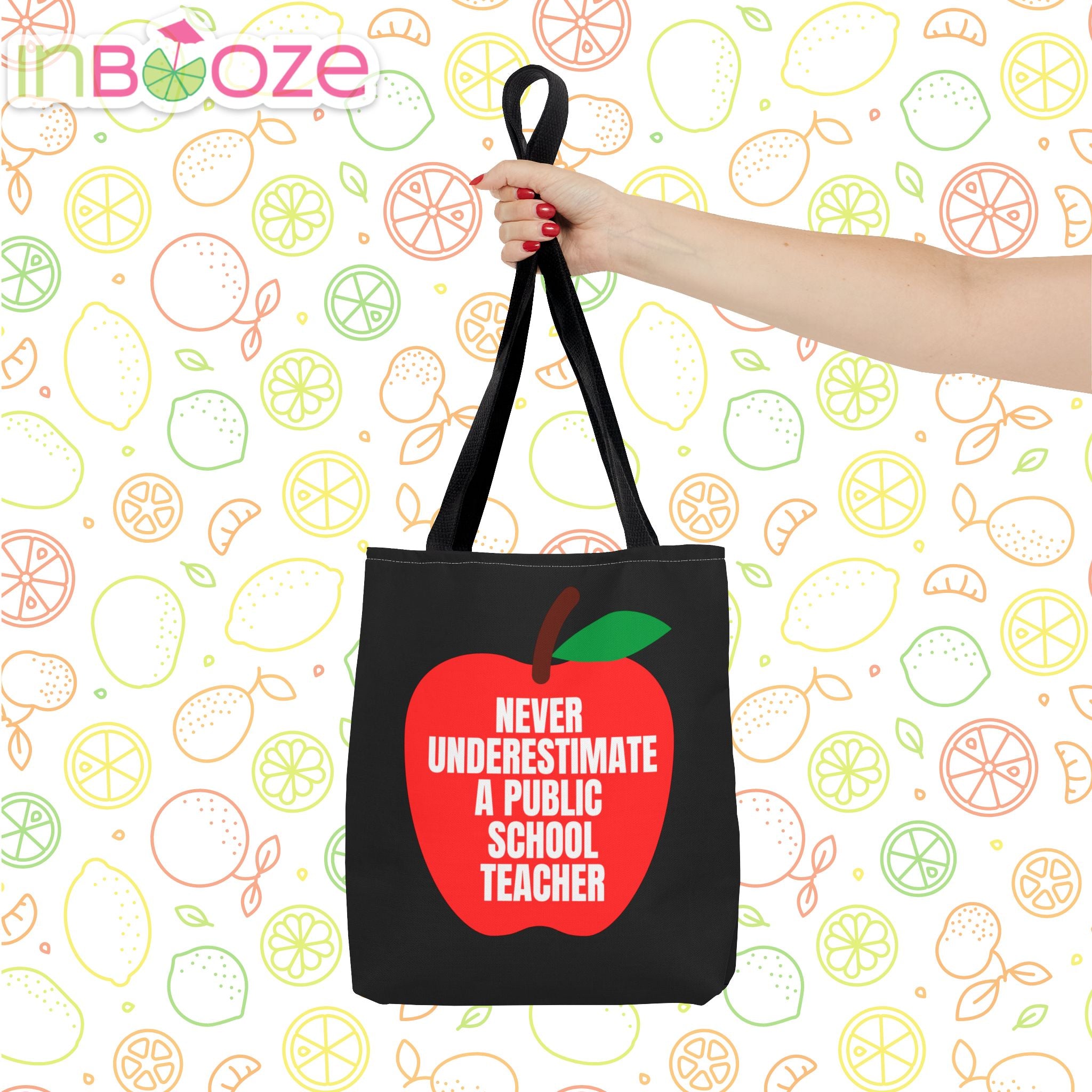 Never Underestimate a Public School Teacher Black Tote Bag - Thumbnail 4