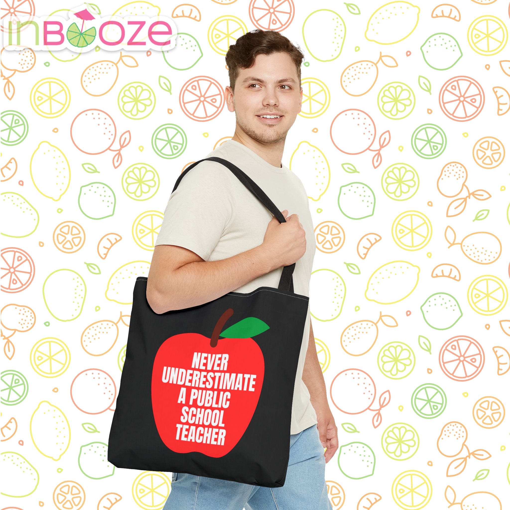 Never Underestimate a Public School Teacher Black Tote Bag - Thumbnail 2