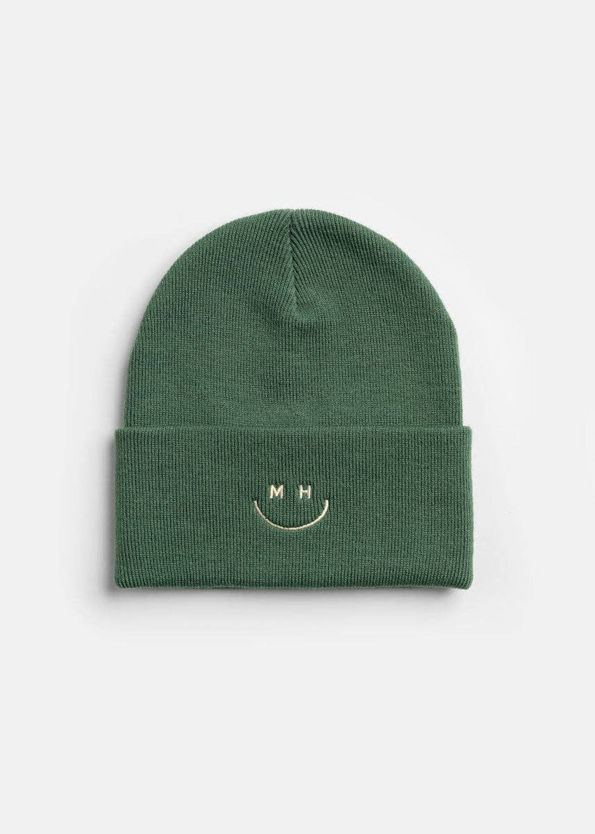 Adult Mad Hatter Smiley Cuff Beanie - Moss