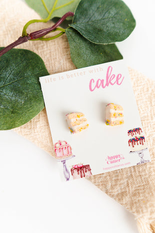 Funfetti Sprinkled Cake Clay Stud Earrings | Bakery Gift