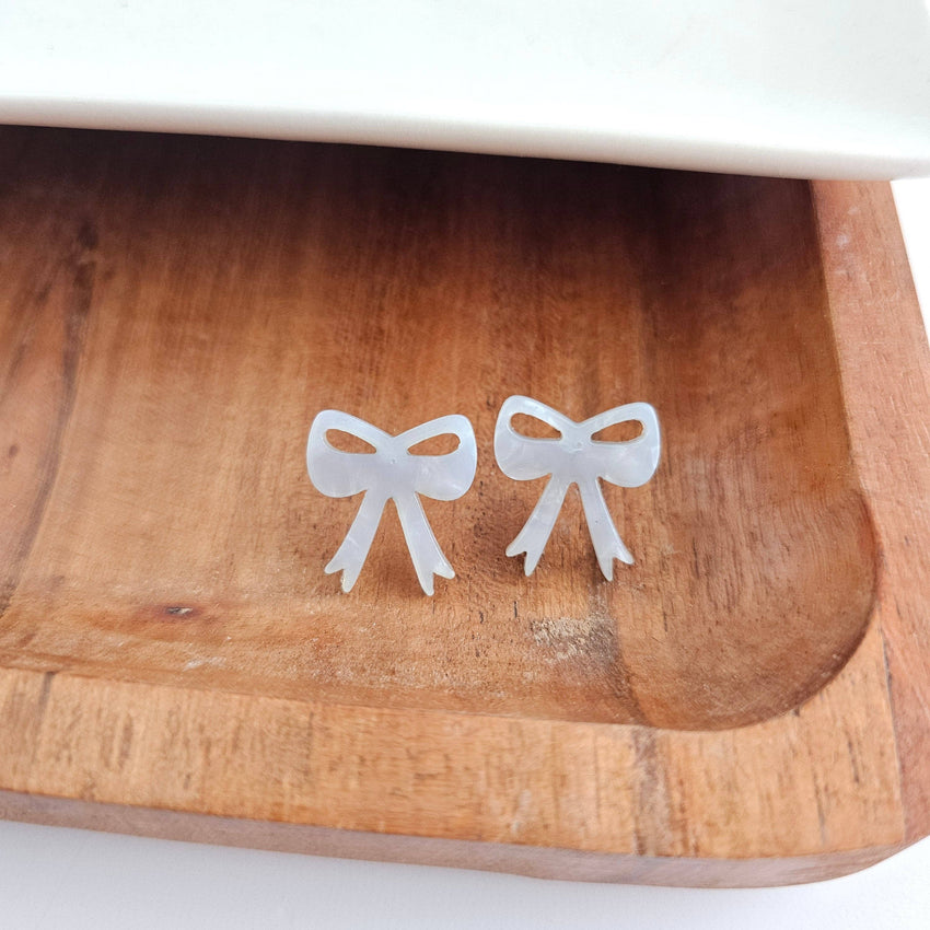 Bow Studs - Light Blue // Earrings, Gifts, Jewelry