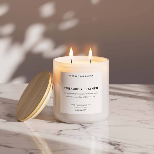 Tobacco + Leather Scented Candle, Made With Natural Coconut Wax
