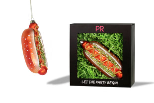 Party Rock | Hot Dog Glass Ornament