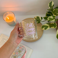 Eat, Sleep, Read - Bookish Glass Mug, Mug for Book Lover