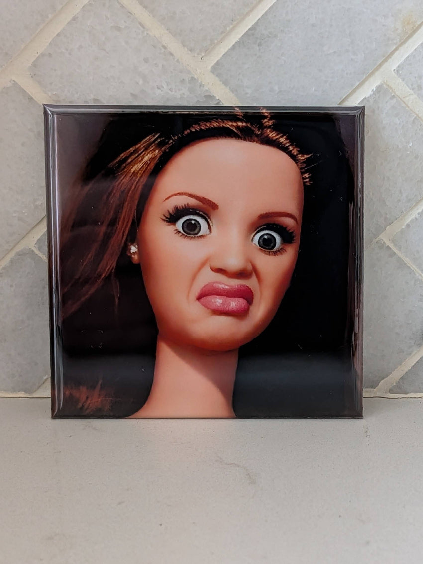 Funny Doll Face Fridge Locker Magnet