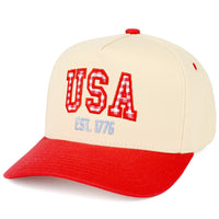 Gingham Check USA EST 1776 Letter Two Tone Trucker Hat