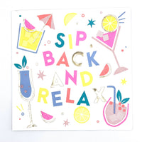 Funny Cocktail Napkins | Sip Back and Relax - Foil  - 20ct