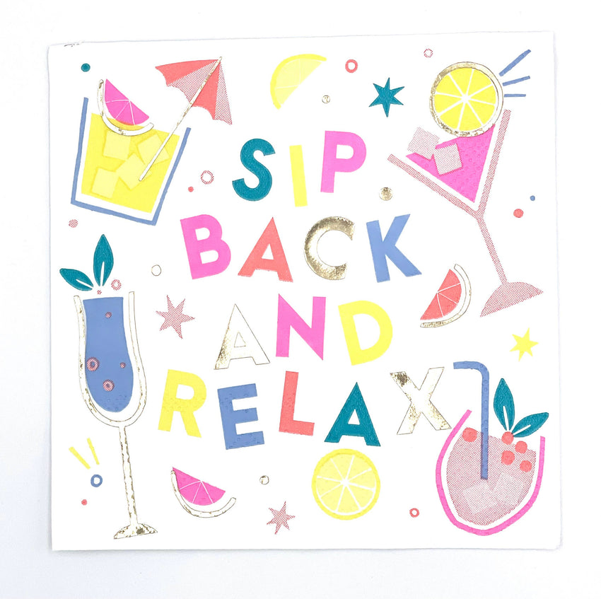 Funny Cocktail Napkins | Sip Back and Relax - Foil  - 20ct