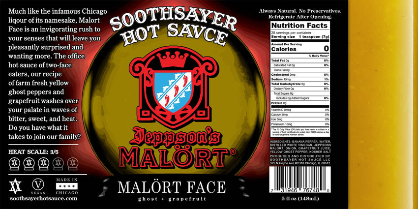 Malort Face - Grapefruit & Yellow Ghost Pepper Hot Sauce