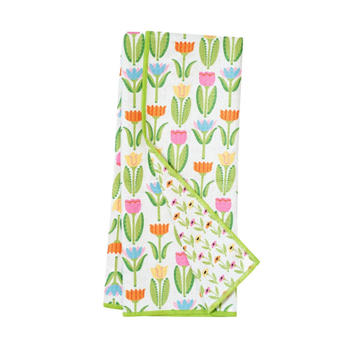 Anywhere Towel Reversible - Spring Tulip Pattern