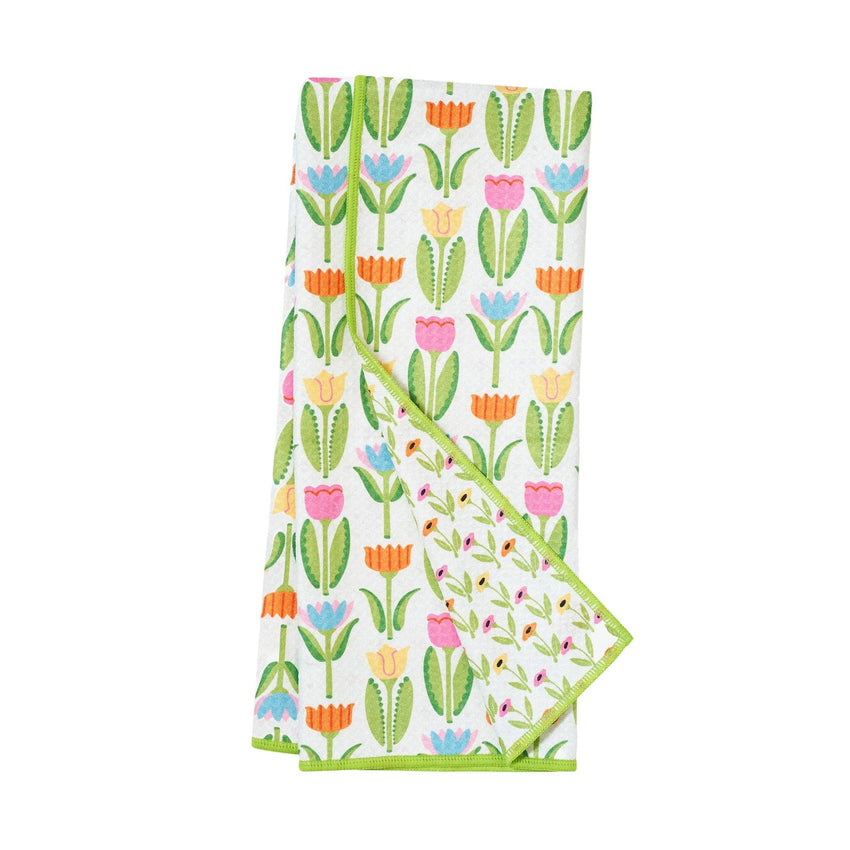 Anywhere Towel Reversible - Spring Tulip Pattern