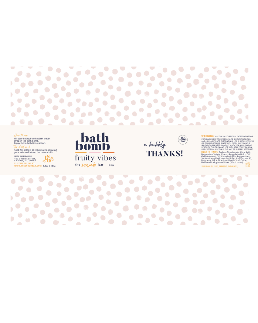 Fruity Vibes Bath Bomb | Thank You Gift 6.5 oz