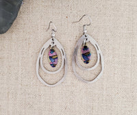Alcohol Ink Stainless Steel Double Hoop Earrings