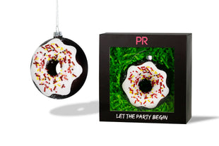 Party Rock | Chocolate and Vanilla Donut Glass Ornament