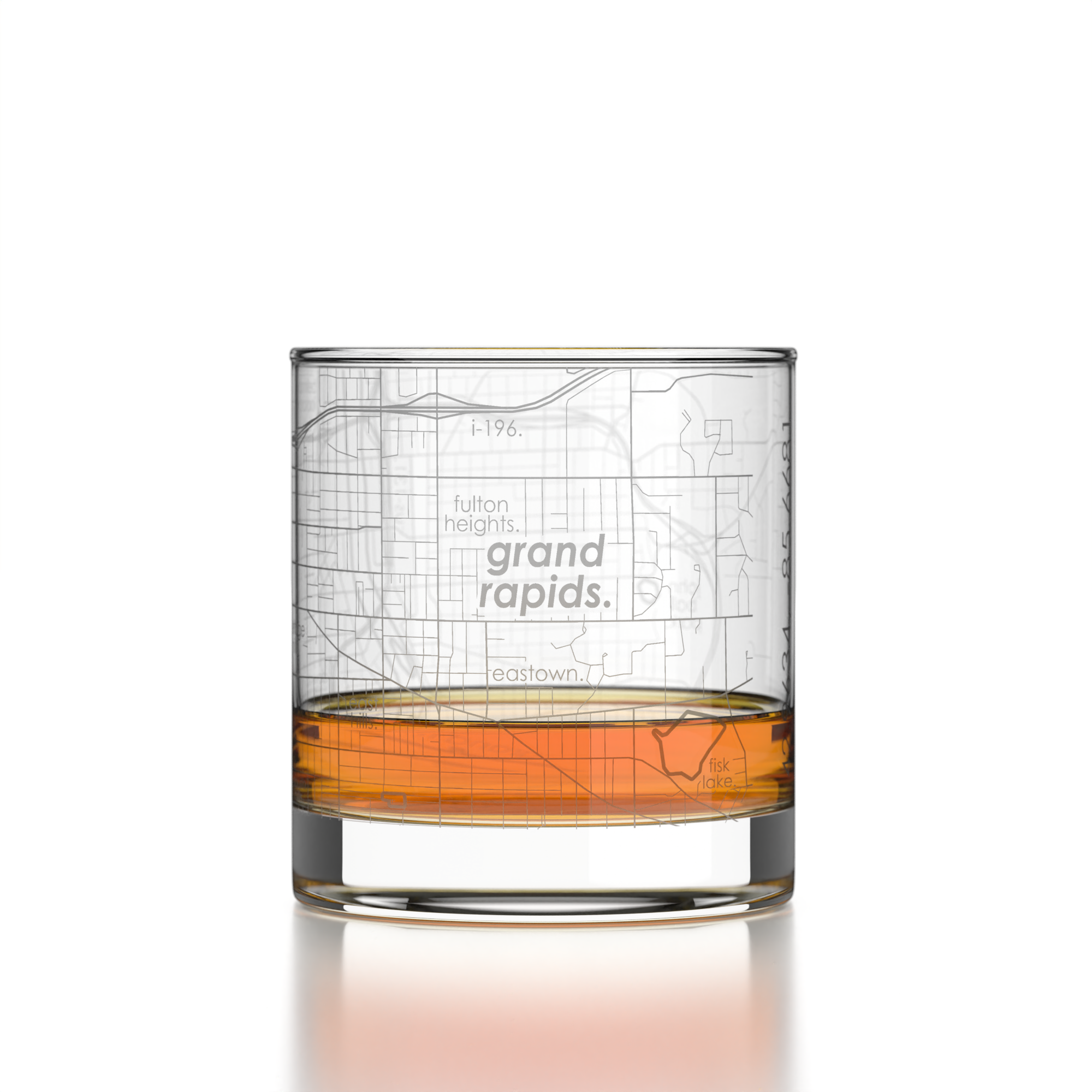 Grand Rapids MI Map Rocks Whiskey Glass - Thumbnail 2