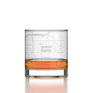 Grand Rapids MI Map Rocks Whiskey Glass