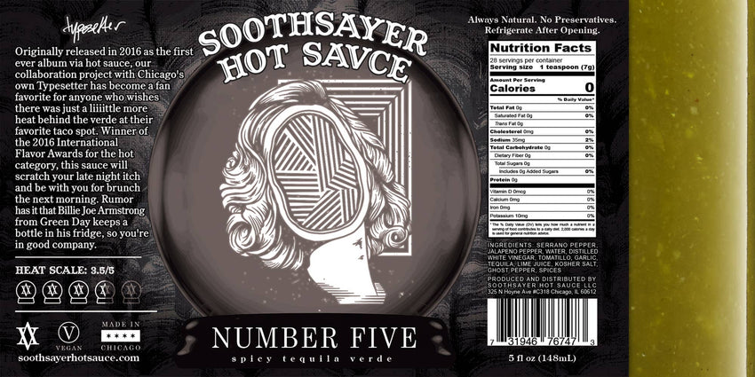 Number Five - Spicy Tequila Verde Hot Sauce
