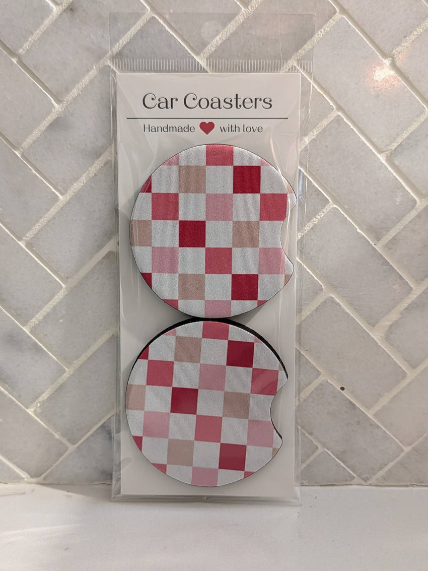 Car Coasters | Flowers and Checkers Car Coasters