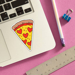 Pizza Slice with Hearts Die Cut Sticker