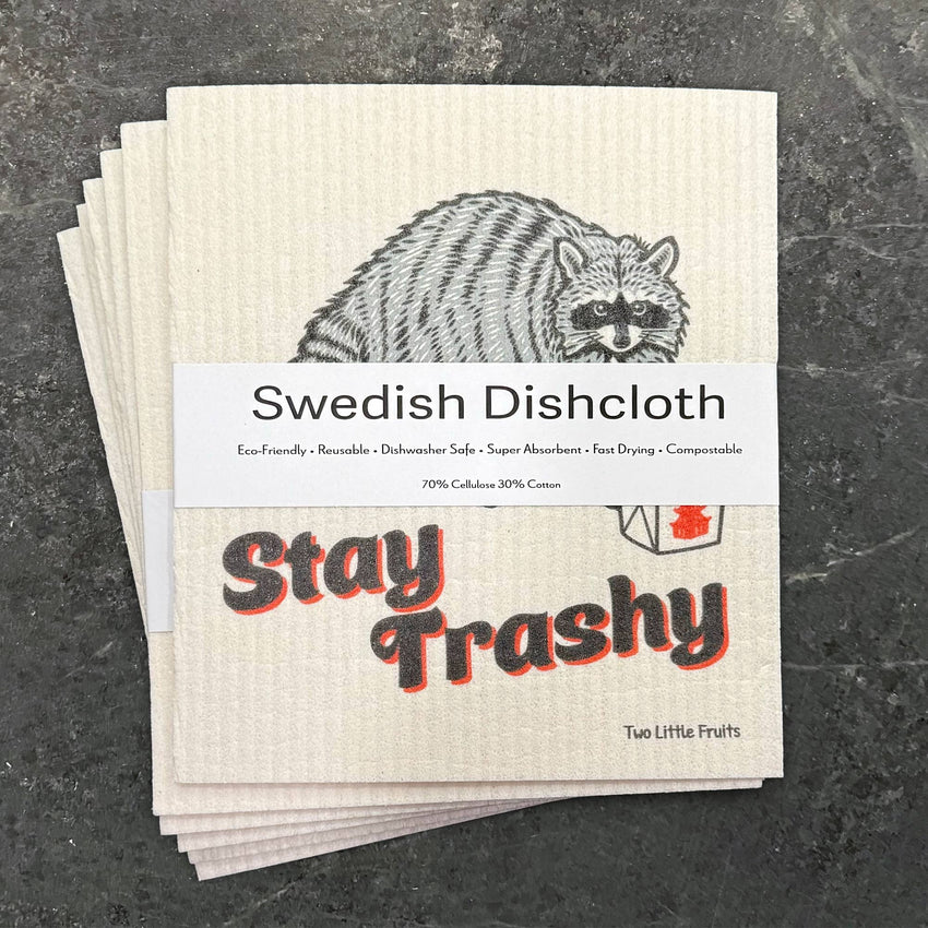 Stay Trashy | Funny Raccoon Swedish Dishcloth