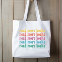 READ MORE BOOKS colorful  **THICK** 100% cotton book tote