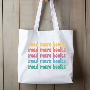 READ MORE BOOKS colorful  **THICK** 100% cotton book tote