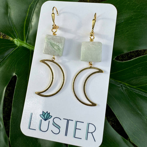 Brass + Stone Earrings | Lightweight Unique Earrings