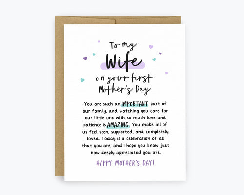 To My Wife - Mother's Day Greeting Cards, Card to Wife, First Mothers Day