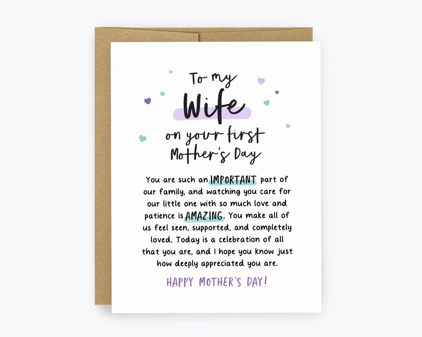 To My Wife - Mother's Day Greeting Cards, Card to Wife, First Mothers Day