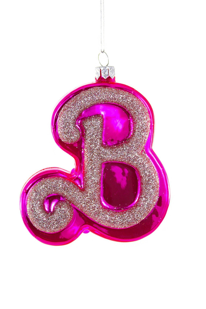 Barbie "B" Glittery Pink Ornament - Barbie Holiday Ornament