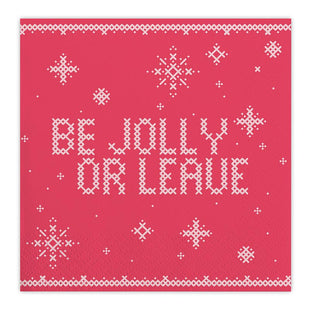 Be Jolly Or Leave Funny Holiday Cocktail Napkin