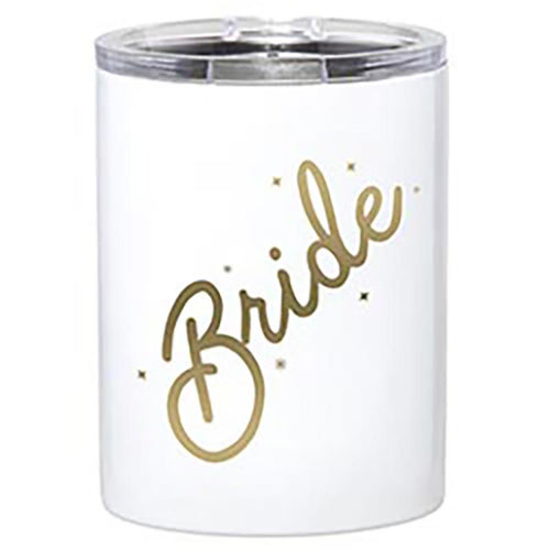Bride White Cup - Stainless Rocks Glass - 12 oz